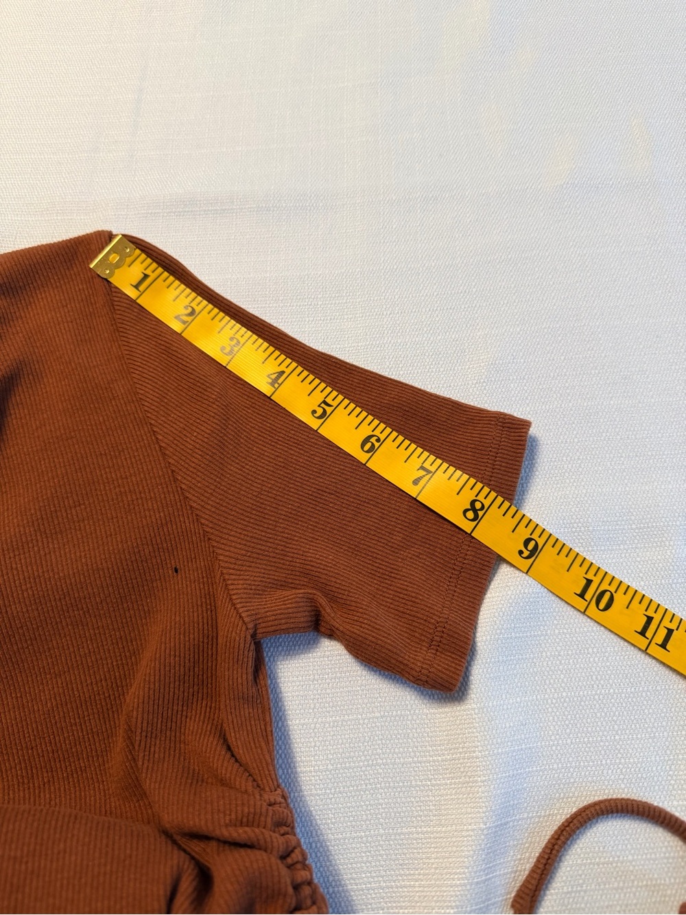 Zara Rust Short-Sleeve Ruched Mini Dress - Picture 5 of 7